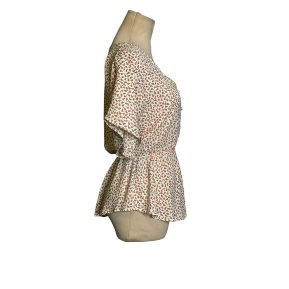 Sienna Sky White Red Floral V Neck Ruffle Blouse Size XS - Picture 8 of 12